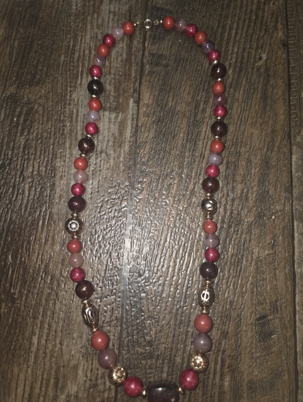 Vintage 24 inch Beautiful Multi Colored Acrylic Beaded NecklaceΒ
